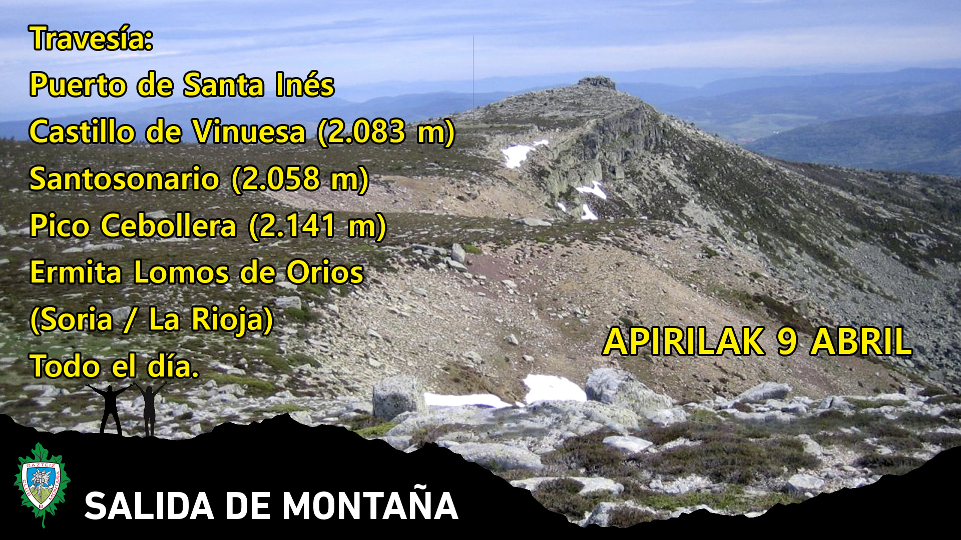 TRAVESÍA:PUERTOSANTA INÉS-LOMOSDE ORIOS-SALIDA ESPECIAL-Todo el día
